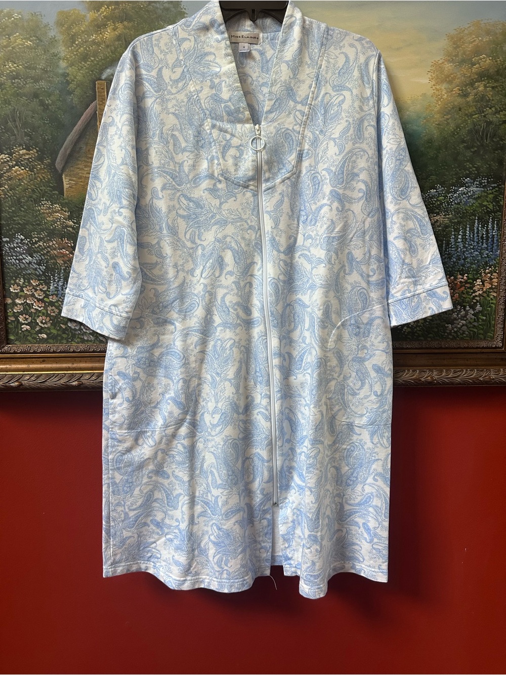 Miss Elaine Floral Full-ZipRobe - Blue Floral Women’s Medium